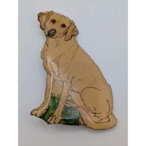 MB Design Yellow Labrador Retriever Dog Brooch Sara Hand Painted Ceramic Signed